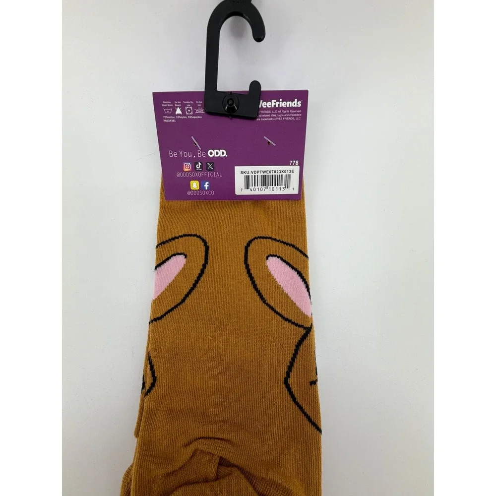 Odd Sox VeeFriends Kindred Kangaroo Crew Socks Brown‎ Yellow Mens Size 8-12 NWT